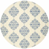 Safavieh HK145A-8R 8 ft. x 8 ft. Round- Transitional Chelsea Ivory And Blue Hand Hooked Rug