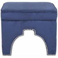 Safavieh MCR4636C Larry Navy Nailhead Ottoman