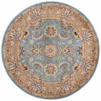 Safavieh HG958A-8R 8 ft. x 8 ft. Round- Traditional Heritage Blue And Gold Hand Tufted Rug