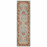 Safavieh HG812B-220 2 ft. - 3 in. x 20 ft. Runner, Traditional Heritage Blue And Brown Hand T