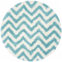 Safavieh BSG320G-5R Barcelona Shag Hand Tufted Round Rug- White - Blue- 5 x 5 ft.
