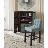 SAFAVIEH Thompson 24 Linen Counter Stool With Silver Nailheads Sky Blue