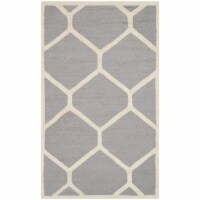 Safavieh CAM144D-3 Cambridge Hand Tufted Rectangle Rug- Silver - Ivory- 3 x 5 ft.