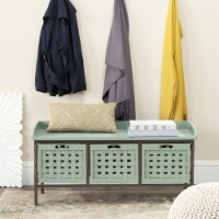 SAFAVIEH Isaac 3-Drawer Wooden Storage Bench Dusty Green