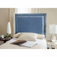 SAFAVIEH Cory Headboard Silver Nail Head Navy Twin