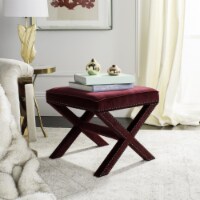 Safavieh MCR4589X Palmer Ottoman- Red Velvet - 19 x 21.5 x 21.5 in.