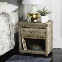 SAFAVIEH Lagos Natural Grey Wicker Nightstand With Drawer And 8 H Storage Grey