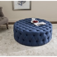 Safavieh MCR4638H Charlene Tufted Cocktail Ottoman, Navy