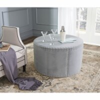 Safavieh MCR4640F Jody Cocktail Ottoman - Silver Nail Heads, Grey