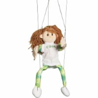 Sunny Toys WB1701 22 In. Brunette-Haired Girl In Green- Marionette People Puppet