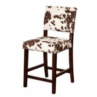 Bowery Hill 24 Transitional Cow Patterned Wood Counter Stool in Brown