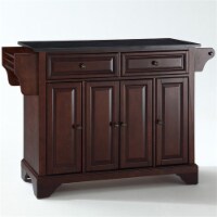 Wood Black Granite Top Kitchen Island in Mahogany Brown - Bowery Hill