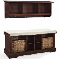 Wood 2 Piece Entryway Bench and Shelf Set in Mahogany brown--Bowery Hill