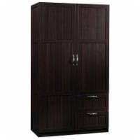 Pemberly Row Transitional Wood Wardrobe Armoire in Cinnamon Cherry