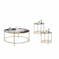 3 Piece Coffee Table Set with Coffee Table and Set of 2 End Tables in Gold