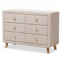 Hawthorne Collections 6 Drawer Linen Upholstered Dresser in Beige