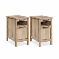 Set of 2 End Table/ Side Table with Pull-Out Shelf and One Drawer in Lintel Oak