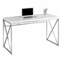Scranton & Co 48 Modern Wood/Metal Computer Desk in Glossy White/Chrome