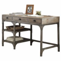 Scranton & Co Writing Desk in Weathered Oak and Antique Silver