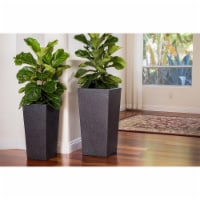 Alpine PL2915BK 29 x 24 in. Xbrand Modern Nested Black Square Flower Pot Planter, Set of 2