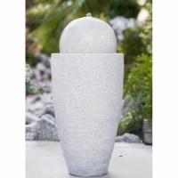 X-Brand GE2612FTGR 25.6 in. Tall Modern Stone Textured Round Sphere Water Fountain with LED L