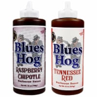 Blues Hog Raspberry Chipotle 25 Oz and Tennessee Red 23 Oz Sauce Bottle 2 Pack