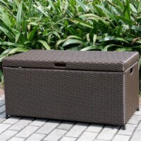 Wicker Patio Storage Deck Box in Espresso - Jeco Inc.