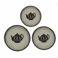 Jeco HD-HA057 Round Tray with Teapot Pattern - Set of 3