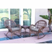 Jeco W00210-2-RCES033 Santa Maria Honey Rocker Wicker Chair Set, Steel Blue Cushions - 3 Piec Perspective: Main