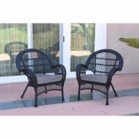 Jeco W00211-C-2-FS033 Santa Maria Black Wicker Chair with Steel Blue Cushion - Set of 2