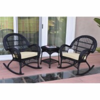 Jeco W00211-2-RCES001 Santa Maria Black Rocker Wicker Chair Set, Ivory Cushions - 3 Piece Perspective: Main