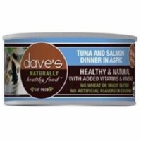 Daves Pet Food 33011333 Naturally Healthy Tuna & Salmon Dinner in Aspic Can Cat Food, 5.5 oz