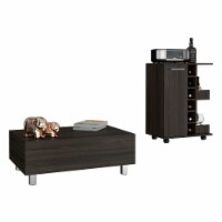 Landers 2 Piece Living Room Set, Bar Cart + Gambia Lift Top Coffee Table, Espresso