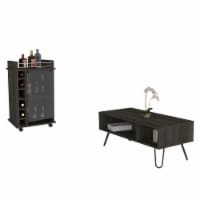 Barstow 2 Piece Living Room Set, Dukat Bar Cart + Vassel Coffee Table, Espresso