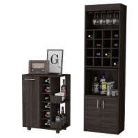 Pasadena 2 Piece Living Room Set, Kava Bar Cabinet + Bar Cart, Espresso