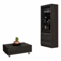 2 Piece Living Room Set, Montenegro Bar Cabinet + Gambia Lift Top Coffee Table, Espresso