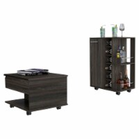 Inwood 2 Piece Living Room Set, Bar Cart + Luanda Lift Top Coffee Table, Espresso