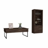 2 Piece Living Room Set, Montenegro Bar Cabinet + Nora Lift Top Coffee Table, Dark Walnut