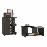 Irvine 2 Piece Living Room Set, Bar Cart + Wema Coffee Table, Espresso