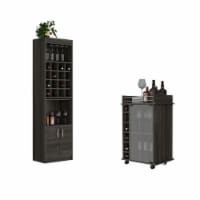 Dothan 2 Piece Living Room Set, Kava Bar Cabinet + Dukat Bar Cart, Espresso