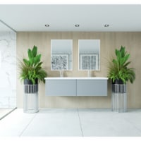 Vitri 60 - Double Sink Cabinet + Matte White VIVA Stone Solid Surface Double Sink Countertop