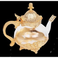 Nua 65208 8 in. Gold & Glass Tea Pot