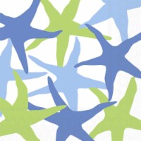 Boston International IHR Blue Green Starfish Cocktail Napkins Perspective: Main