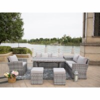 Direct Wicker PAS-1403B-Grey 7 Piece Outdoor PE Rattan Wicker Patio Sofa Set with Wide Cabine