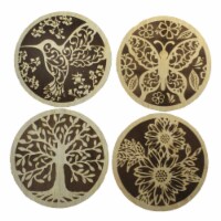 Tabletop Laser Cut Coasters Wood Wooden Set Of 4 Er67582