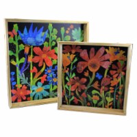 Home Decor Folk Art Nesting Trays Wood Floral Box Flowers Er67762