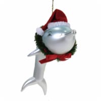 De Carlini Dolphin With Santa Hat Glass Christmas Italian Ornament A5155m