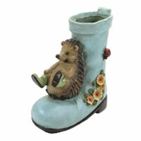 Home & Garden Rainboot And Hedgehog Polyresin Yard Decor A6188 Blue