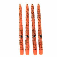 Halloween Spider Taper Candles Wax Set Of 4 Wax Web Mb0009 Orange