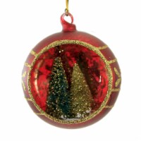 Holiday Ornament Jewel-Tide Bottle Brush Tree Ball Diorama Glittered Lc0663 Red